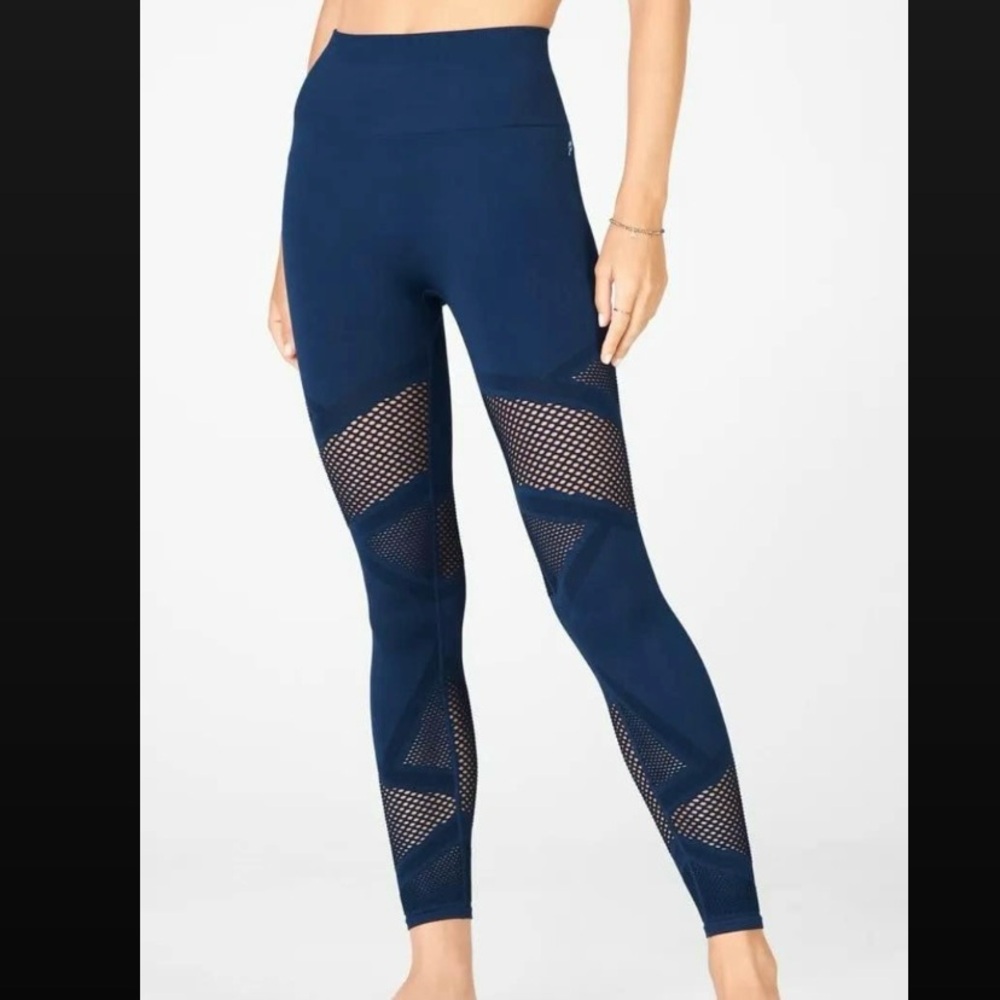 Fabletics Mosaic High-Waisted 7/8 leggings, size small, navy